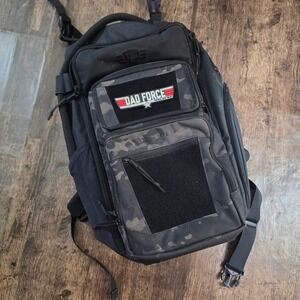 TACTICAL BABY GEAR Diaper Bag Backpack Mens Black Camo Dad Force Patch Daddy